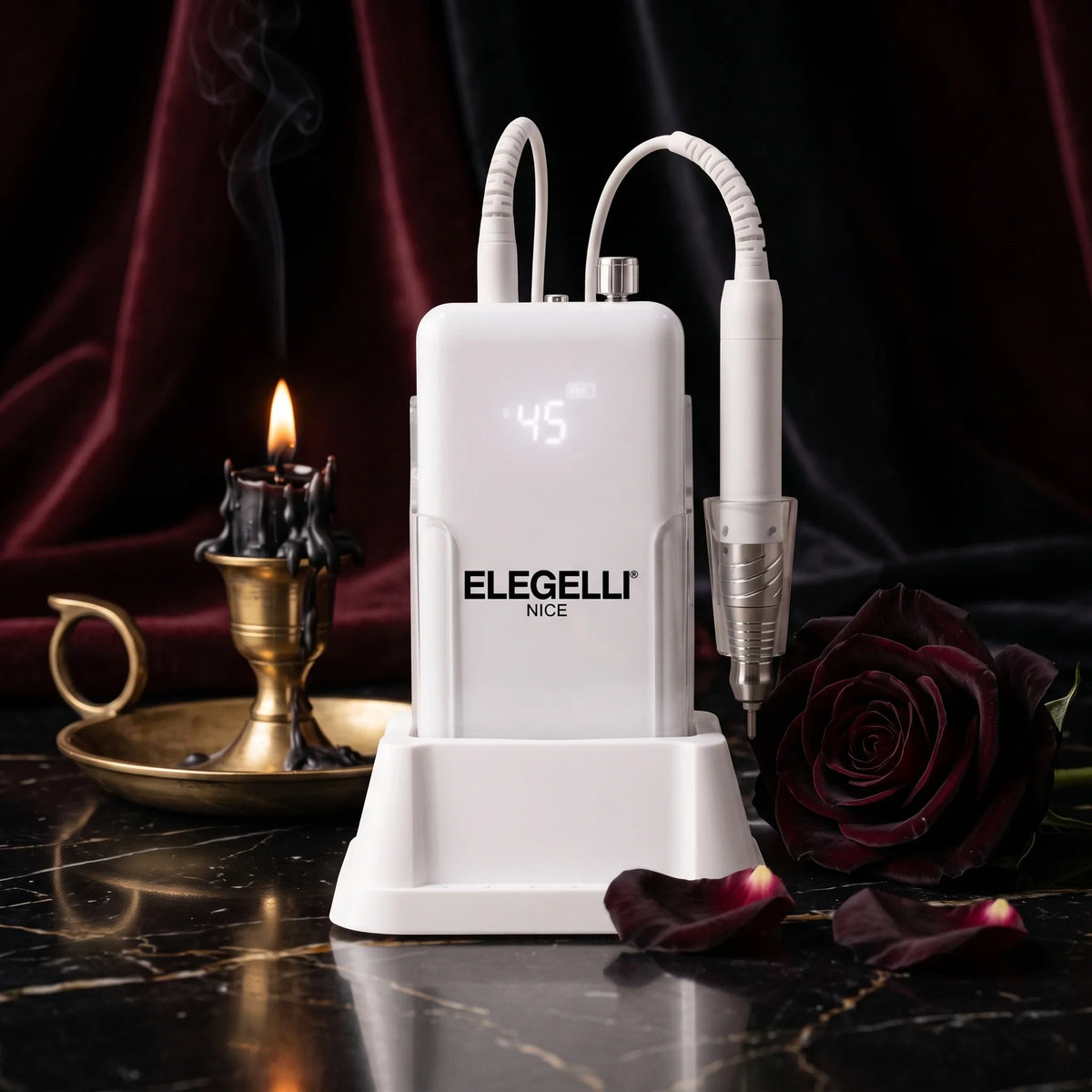 Elegelli professional cordless nail drill with black roses