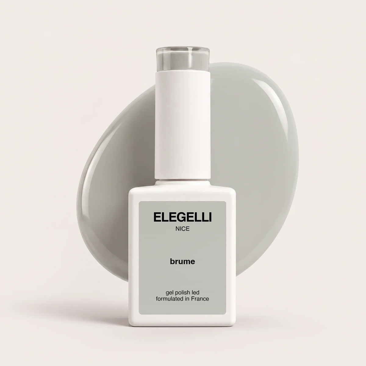 An Elegelli gel polish bottle in silhouette on near black