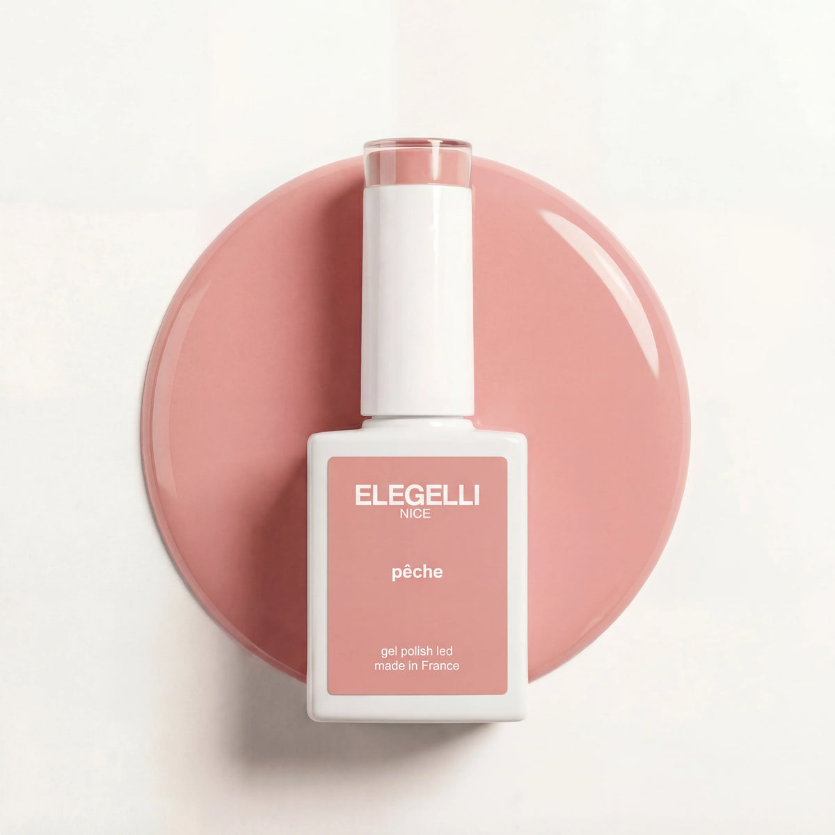 An Elegelli gel polish bottle in silhouette on near black